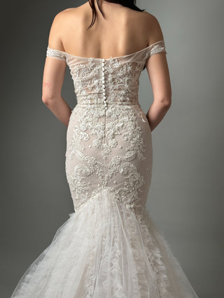 Off-Shoulder Lace Mermaid Wedding Dress - In Stock