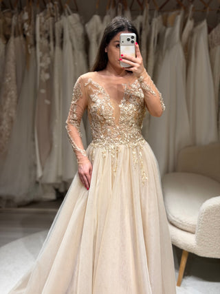 Clearance | Romantic A-line Gown in Gold