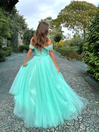 Fairy Ethereal Tulle Gown in Mint Green - In Stock - Dresses Dioma
