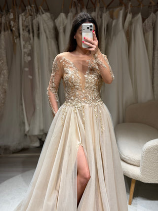 Romantisches Kleid in Gold - Auf Lager