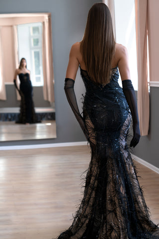 Schwarze Spitze Elegantes Meerjungfrau Trompetenkleid Amber