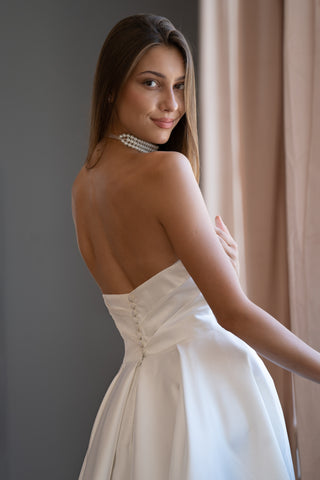 Elegantes, klassisches Luxus-Mikado-Brautkleid in A-Linie Amelia