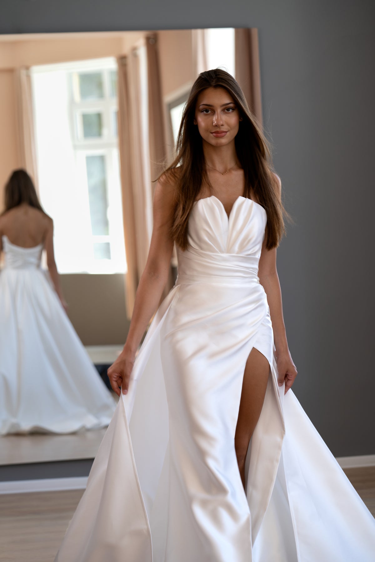 belle dress wedding Elegant Mermaid Mikado Wedding Dress Belle with Detachable Train