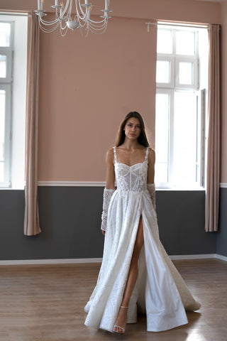Modernes A-Linien-Brautkleid aus Spitze CELINE