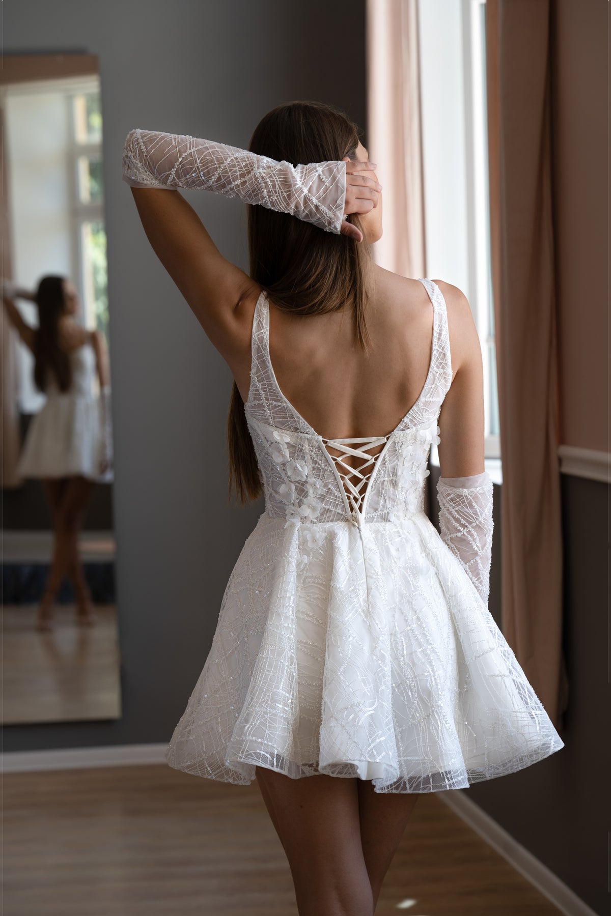 lace wedding dress short Boho Short Wedding Dress 0027
