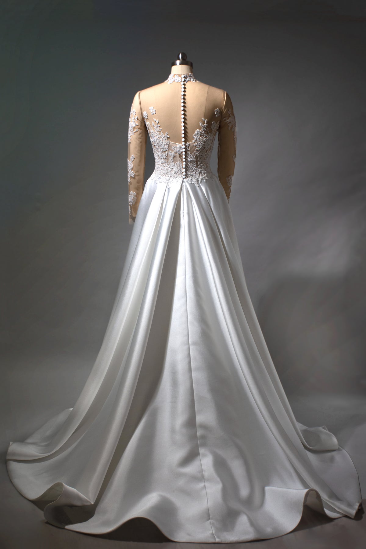 Modest High Neck Lace Wedding Dress Long Sleeve