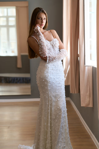 Modernes Luxus-Meerjungfrauen-Brautkleid Sienna mit langen Ärmeln