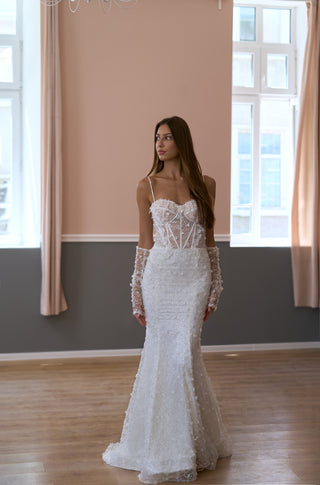 Modernes Luxus-Meerjungfrauen-Brautkleid Sienna mit langen Ärmeln