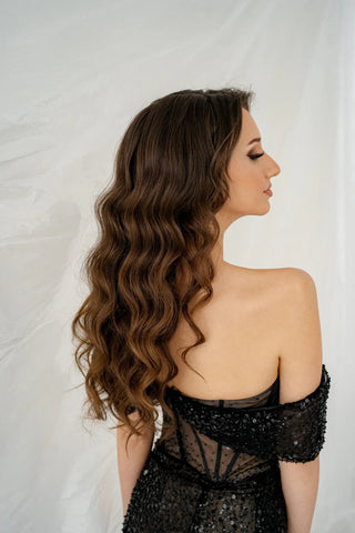 Black Gothic Mermaid Sparkly Lace Gown - Dioma Fashion
