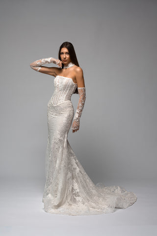 Bespoke Strapless Lace Mermaid Wedding Dress - Aria | Dioma Bespoke Strapless Lace Mermaid Wedding Dress - Aria | Dioma
