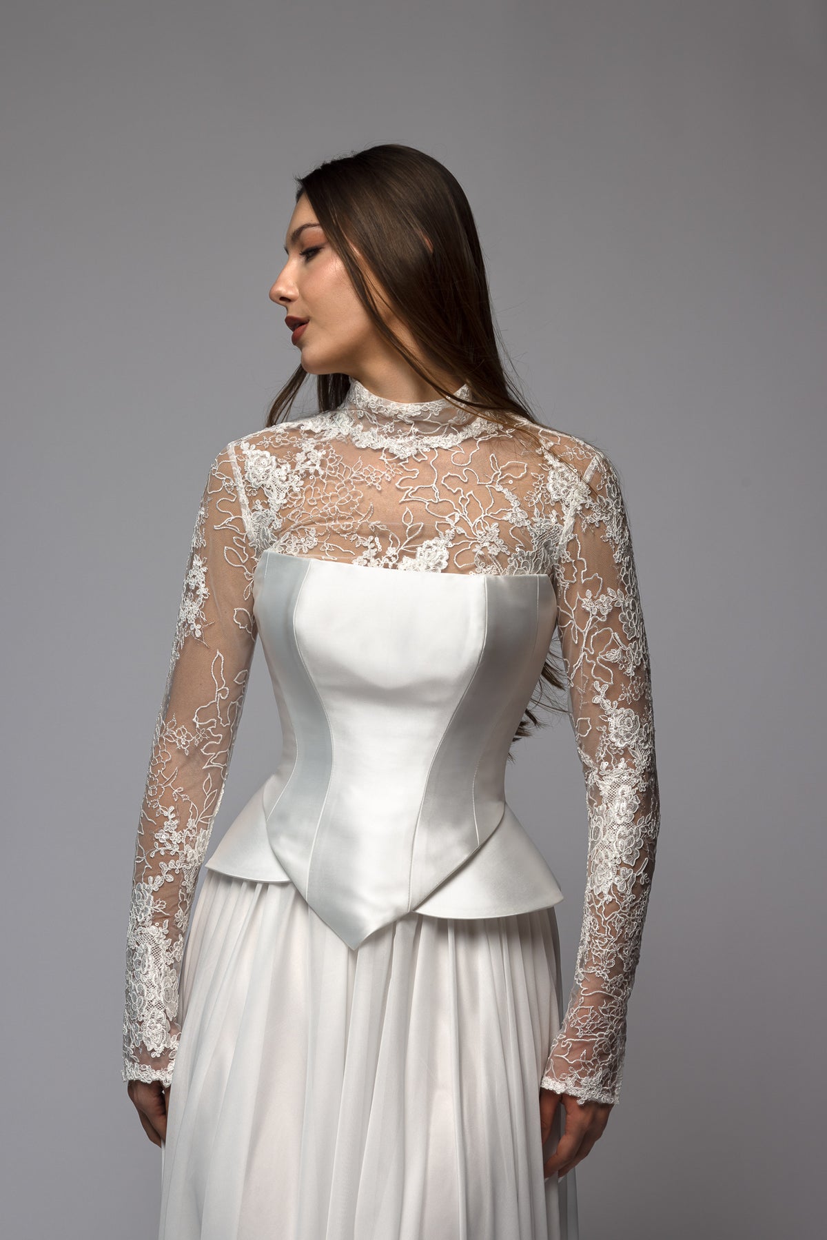 Long Sleeve High Neck Lace Bridal Bolero | Bridal Separates