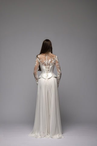 Long Sleeve High Neck Lace Bridal Bolero Cadence