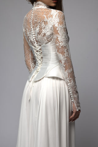 Long Sleeve High Neck Lace Bridal Bolero Cadence