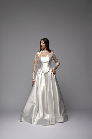 Long Sleeve High Neck Lace Bridal Bolero Cadence