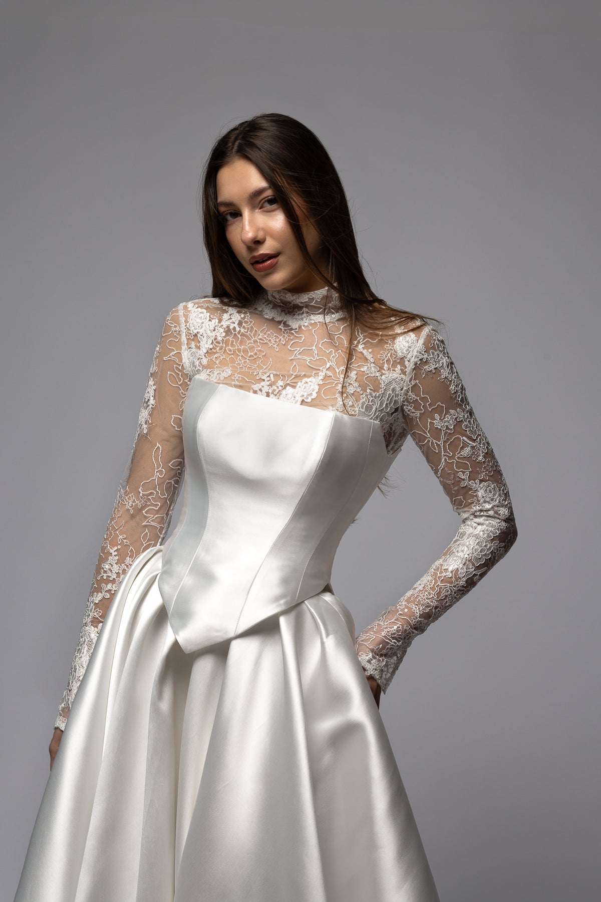Long Sleeve High Neck Lace Bridal Bolero | Bridal Separates