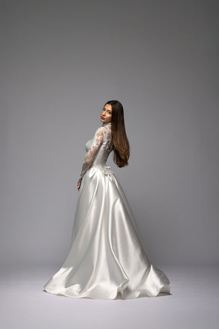 Long Sleeve High Neck Lace Bridal Bolero Cadence