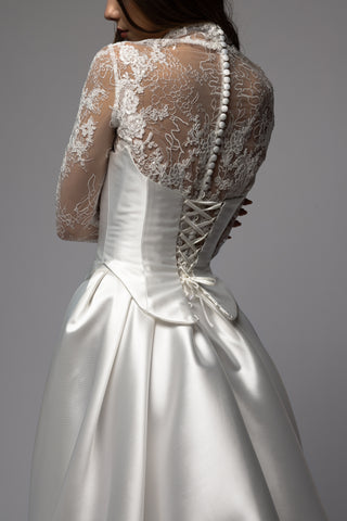 Long Sleeve High Neck Lace Bridal Bolero Cadence