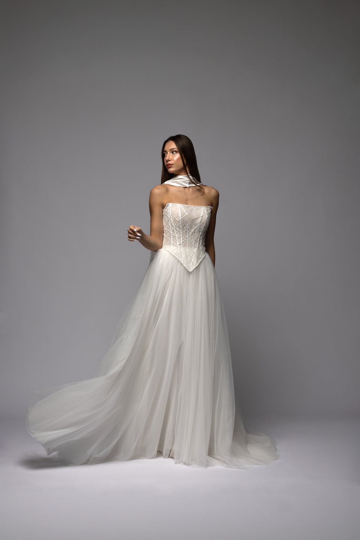 Beaded Low Waist Corset Tulle Skirt Bridal Set Dolce