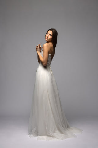 Beaded Low Waist Corset Tulle Skirt Bridal Set Dolce