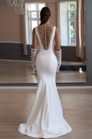 Grace mermaid bridal gown with long train, back