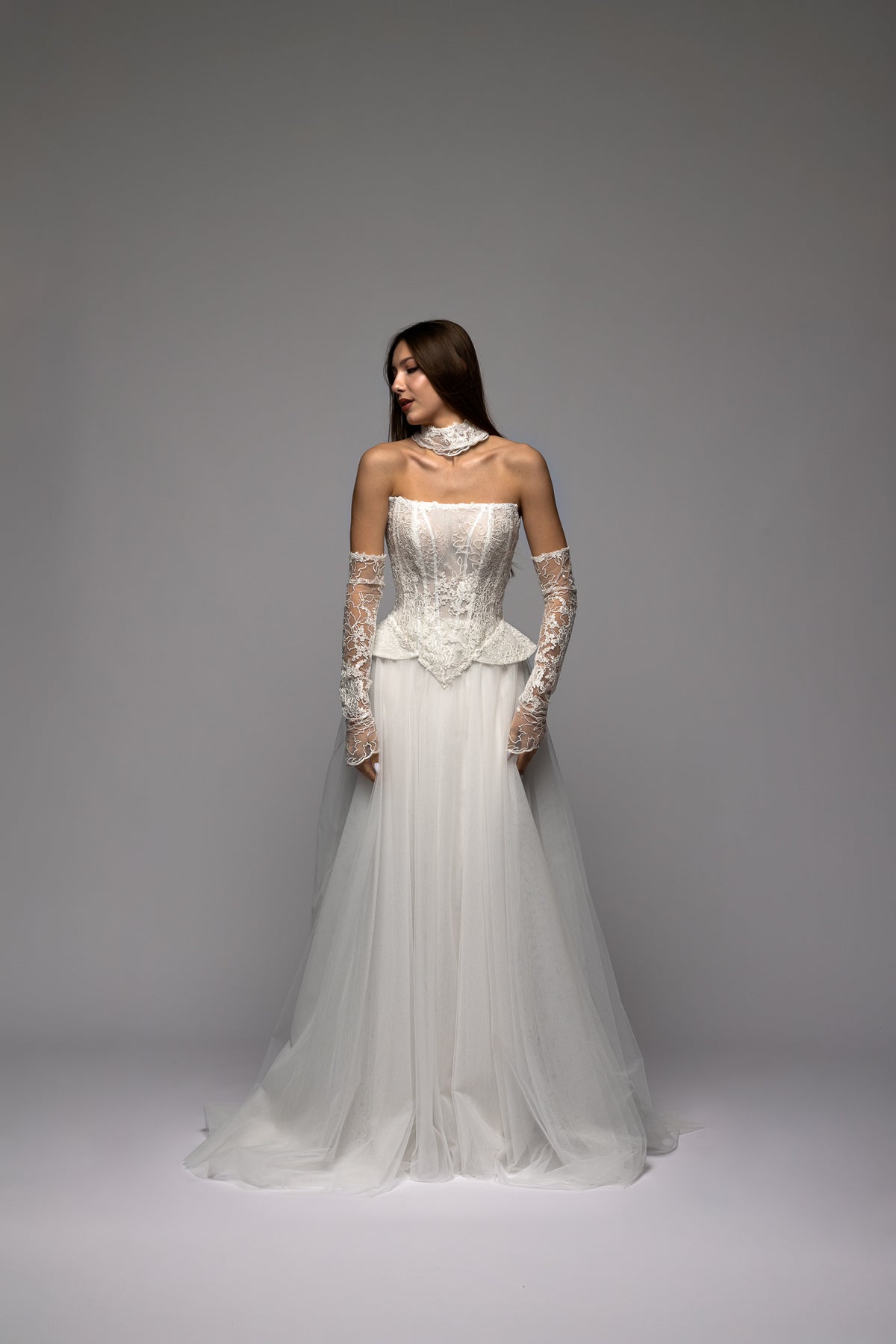Lace Basque Waist Corset Tulle Skirt Bridal Set Harmony
