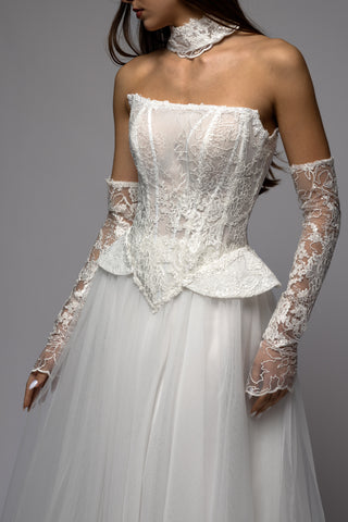 Lace Basque Waist Corset Tulle Skirt Bridal Set Harmony