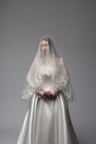 High Neck Long Sleeve Lace Bridal Bolero Musica