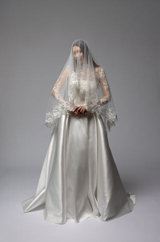 High Neck Long Sleeve Lace Bridal Bolero Musica