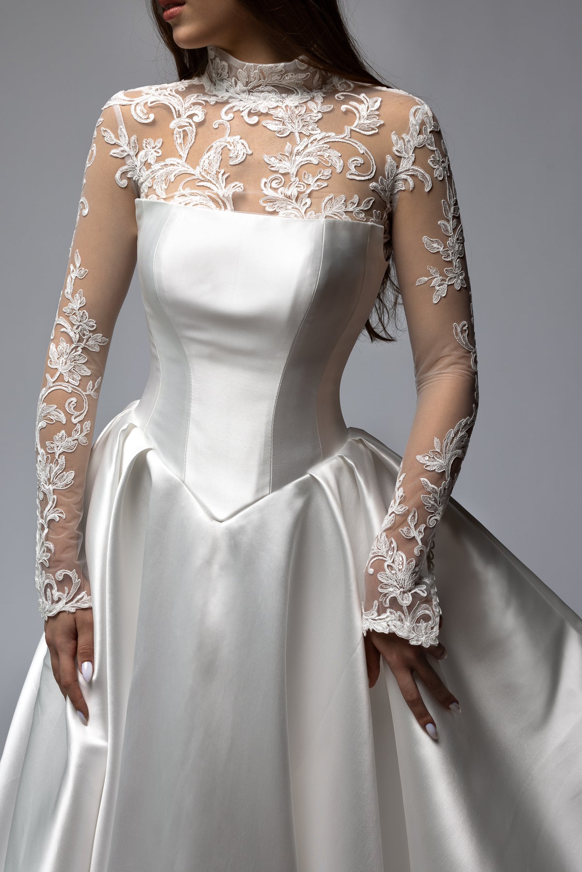Bespoke Mikado Basque Waist Ball Gown Wedding Dress - Musica | Dioma Bespoke Mikado Basque Waist Ball Gown Wedding Dress - Musica | Dioma