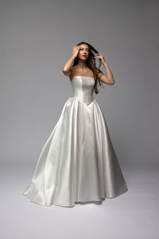 Mikado Basque Waist Ball Gown Wedding Dress Musica