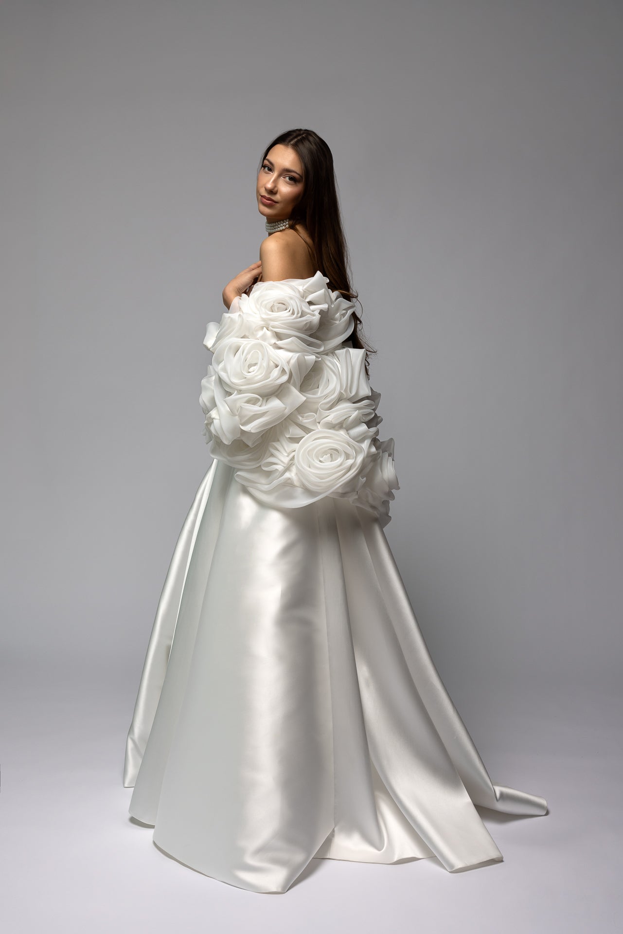 Bespoke Mikado Basque Waist Ball Gown Wedding Dress - Musica