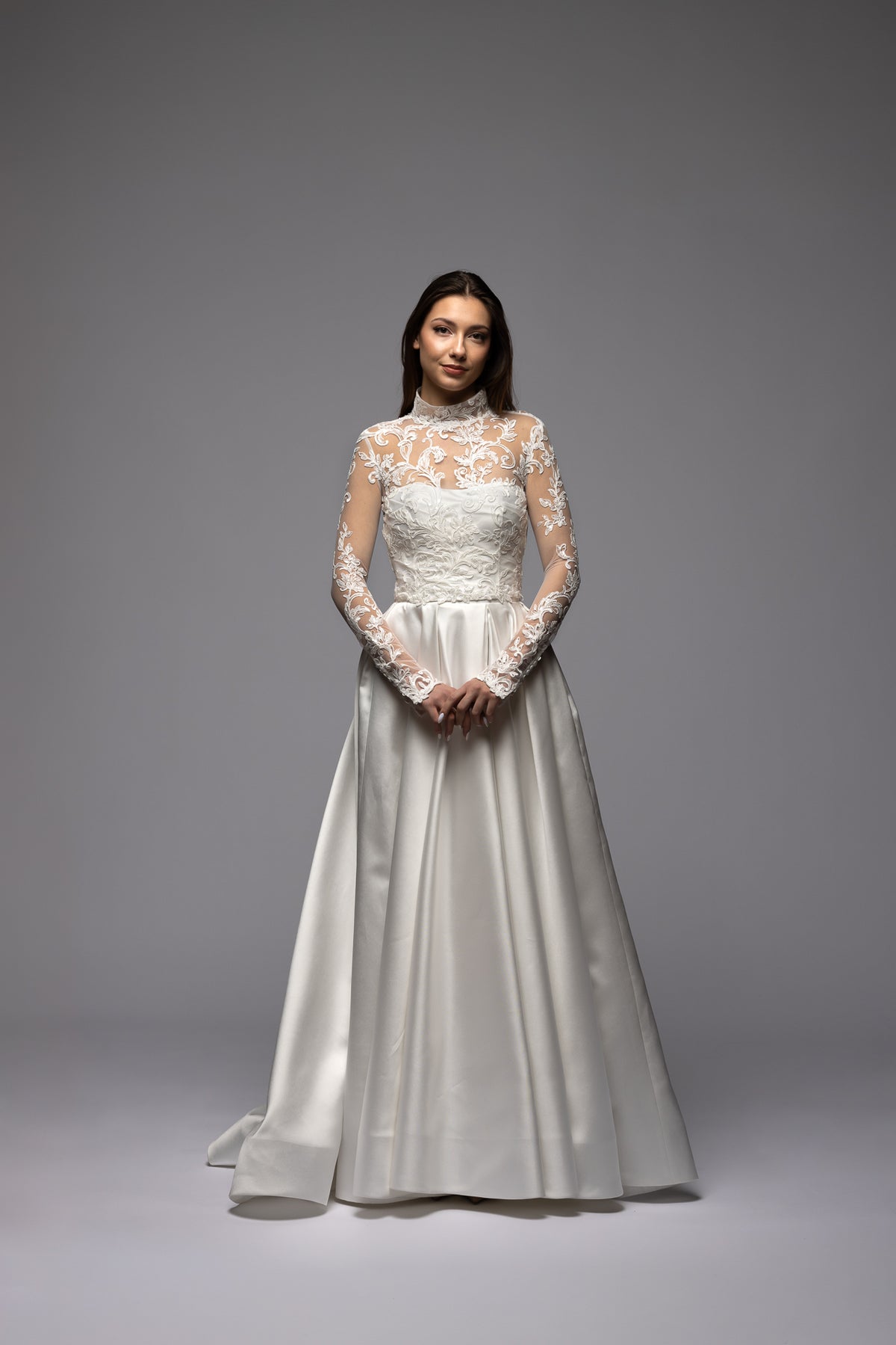 Minimalist Mikado Off Shoulder A-line Wedding Dress
