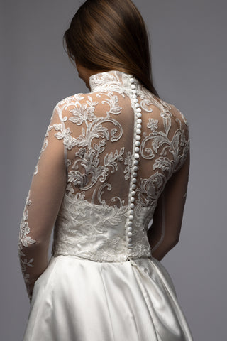 Minimalist Mikado Off Shoulder A-line Wedding Dress Note