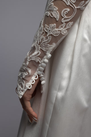 Minimalist Mikado Off Shoulder A-line Wedding Dress Note