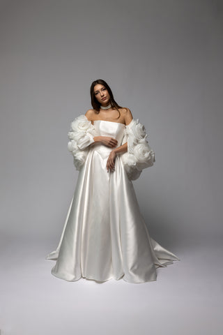 floral bridal bolero with volumetric 3D organza roses