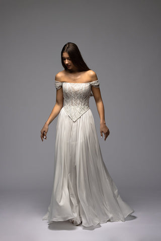 Beaded Off Shoulder Low Waist Corset Top Symphony