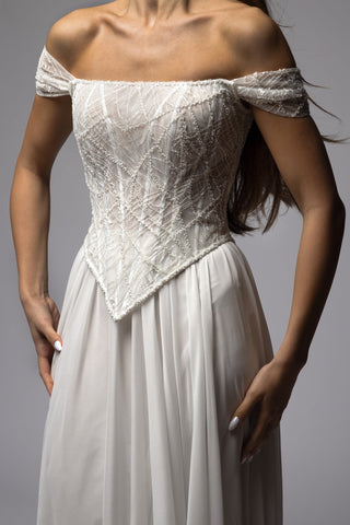 Beaded Off Shoulder Low Waist Corset Top Symphony