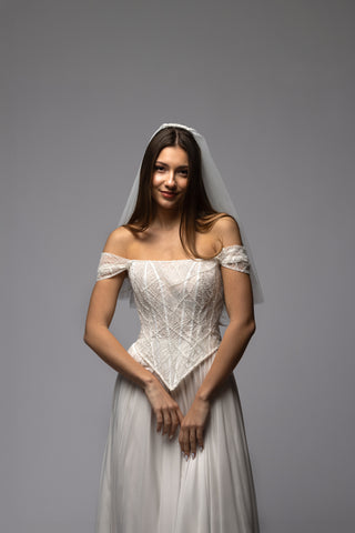 Simple Short Tulle Veil Symphony