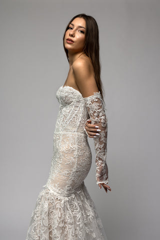 Embroidered Lace Mermaid Wedding Dress Tonika