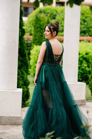 Fairytale Tulle Gown in green - Dioma Fashion