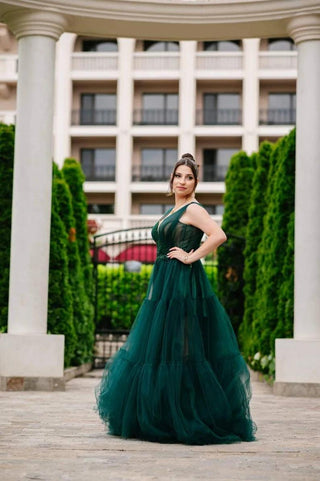 Fairytale Tulle Gown in green - Dioma Fashion