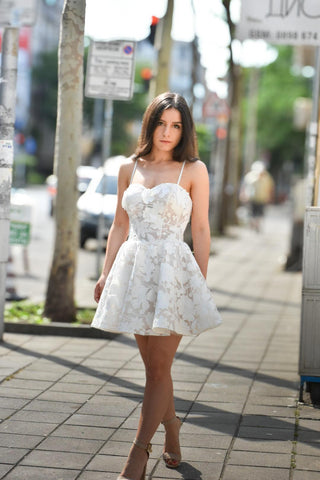 Floral Lace A-line Bridal Mini Dress KATIE - Dioma Fashion