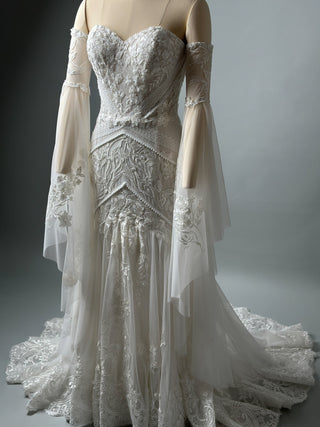 Floral Lace Gown with Long Sleeves and Mermaid silhouette - Dioma Fashion