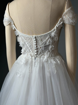 Luxury Floral Lace Wedding Dress A-line Off Shoulder - Dioma Fashion