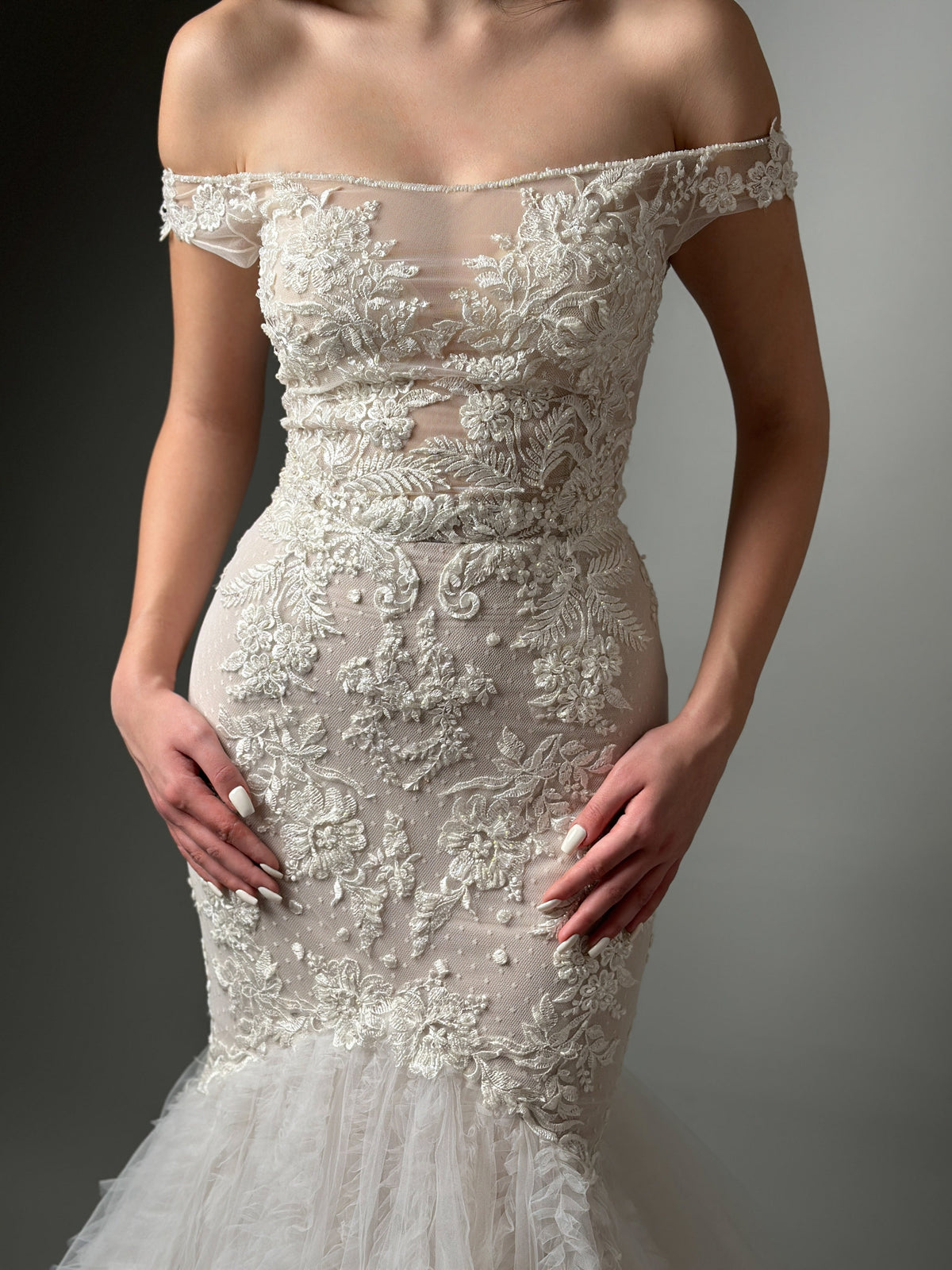 off the shoulder lace mermaid wedding dresses Off-Shoulder Dress 46138 Jovani Short and flattering shape that will okendo quiz - out of stock Color:Bone Patent