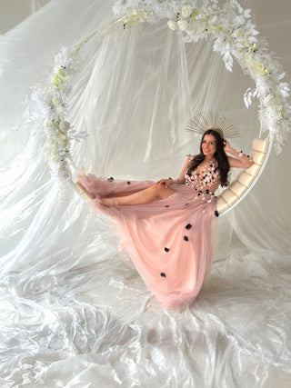 Pink Floral Colorful Gown Long Sleeve - In Stock - Dioma Fashion