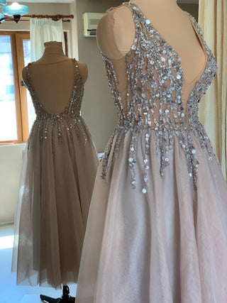 Sexy Open Back wedding dress deep V - Dioma Fashion