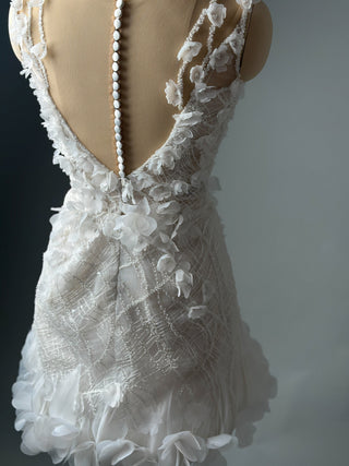 Short Floral Lace Wedding Dress Bridal Mini - Dioma Fashion