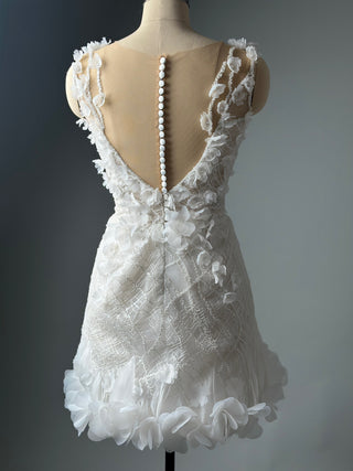 Short Floral Lace Wedding Dress Bridal Mini - Dioma Fashion