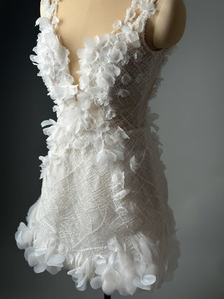 Short Floral Lace Wedding Dress Bridal Mini - Dioma Fashion
